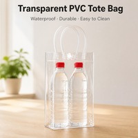 Sac fourre-tout en PVC transparent avec logo personnalisé, imperméable, réutilisable, pour le shopping, les cadeaux, avec poignée renforcée