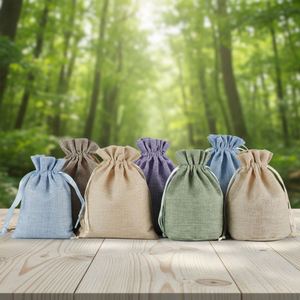 Bolsa de Tela de Algodón y Lino con Cordón y Abertura Elástica, Reciclable, para Regalos, Almacenamiento de Ropa, Vino, Té y Granos - Product Image 1