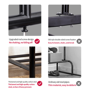 Kim Loại Quần Áo Móc Áo Sàn Giá Đôi Que Di Chuyển Quần Áo Khô Lưu Trữ Giá Cho Phòng Ngủ Phòng Khách - Product Image 5