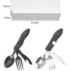 Juego de cubiertos multifuncional de acero inoxidable para exteriores (cuchillo, tenedor, cuchara) para cocina occidental, tenedores de liberación rápida - Product Image 5