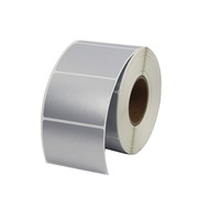 Étiquette autocollante personnalisée en PET argent mat, imperméable, résistante à l'huile, vierge, imprimée avec code-barres, résistante à la déchirure