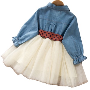 Vestido de manga larga para tutú de niño, ropa vaquera con botones y cuello vuelto - Product Image 2