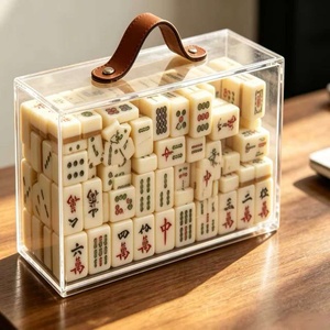 Caja de Mahjong Acrílica con Diseño Festoneado, Estuche Personalizado para Fichas de Mahjong Americano, Caja de Almacenamiento Resistente, Organizador de Mahjong Portátil - Product Image 2