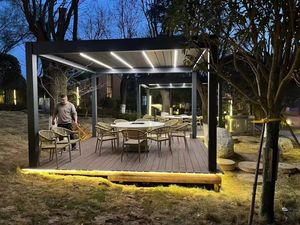 Gazebo électrique moderne en aluminium 6063 OEM avec toit à lamelles courbées et télécommande - Product Image 4