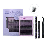 Grosir Pabrik Bulu Mata Spike Cluster dengan Bulu Mata Individual Mix CD Curl Natural  Clusters Kit Logo Custom