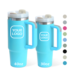 Hipdeer Gobelet de voyage et bouteille d'eau en verre personnalisés de 40 oz, étanches, avec poignée, style classique - Product Image 3