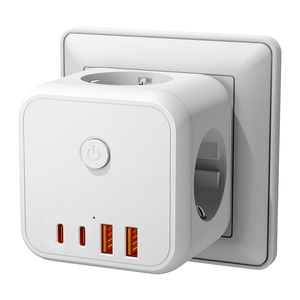 Adattatore da Viaggio 7 in 1, Convertitore con 3 Prese, 2 Porte USB-A e 2 Porte USB-C, Senza Cavo - Product Image 1