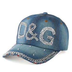 46 Farben Großhandel Hip-Hop-Designs Waschbare Denim-Baseballkappe Individualisierte Bling-Strass-Logo-Kappe - Product Image 6