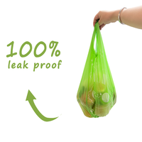 Sac poubelle de cuisine biodégradable compostable écologique en PLA de 13 gallons et 20 microns, thermoscellable, avec cordon de serrage et ouverture plate