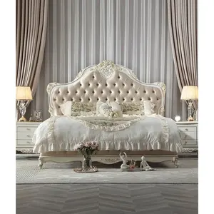 凡尔赛法国布艺双人豪华床实木欧式家具带储物传统风格软床