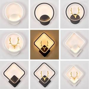 Applique murale LED moderne et simple en ABS, à intensité variable, avec abat-jour blanc pour chambre à coucher, salon, mur d'arrière-plan intérieur, couloir - Product Image 3