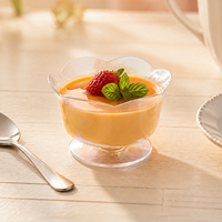 Gobelet à dessert transparent en PS en forme de fleur, bordure pétale de lotus, 110 ml (3 oz), pour mousse, pudding, gelée, idéal pour hôtels et fêtes, moulé par injection