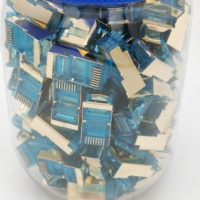 Bulk RJ45 konektor Cat5e Cat6 8P8C colokan Modular berlapis emas kabel jaringan berakhir STP UTP konektor Ethernet Jar paket