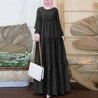 Robe Musulmane Bohème Imprimée à Pois S-XXL Décontractée Élégante Robe de Soirée Festival à Volants