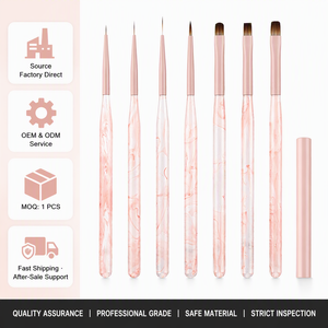 Pinceau plat en nylon pour nail art, stylo de traçage long pour dessin de lignes, outil de peinture gel UV pour manucure à domicile et en salon, conception d'art des ongles - Product Image 1