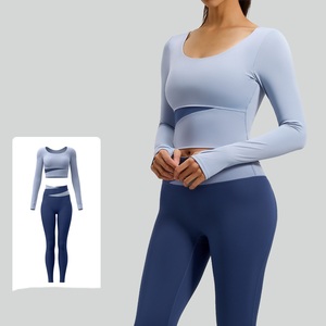 Traje de Yoga y Pilates para Mujer, Ecológico, Transpirable, de Secado Rápido, con Estampado de Bloques de Color, Spandex/Poliéster, Corte Ajustado, para Fitness y Running - Product Image 1