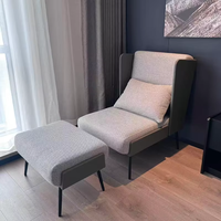 Chaise longue inclinable à dossier haut pour hôtel, en tissu, avec repose-pieds en cuir, pour salon d'hôtel