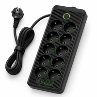 Multiprise 10 prises UE avec protection contre les surtensions, 4 ports USB et chargeur rapide Type C pour station de travail informatique