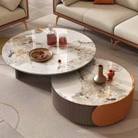 Hanyee Ensemble de tables basses modernes et luxueuses en métal marbré pour la maison, le salon, la chambre à coucher et la salle de bain.