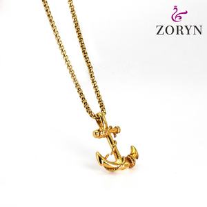 Collares con Colgante de Ancla Náutica Chapados en Oro, Joyería de Moda de Acero Inoxidable Estilo Marinero, Hip Hop, Punk, Vintage para Hombres y Mujeres - Product Image 3