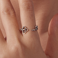 Bague ouverte en argent sterling 925, motif clé vintage, anneau brillant ajouré en forme de cadenas, original pour femme, cadeau magique de conte de fées SCR1180