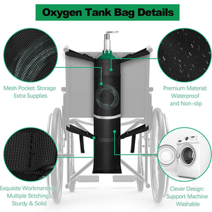 Soporte para tanque de oxígeno, bolsa de escasez de silla de ruedas portátil, bolsa de cilindro de oxígeno Universal, bolsa de cilindro de rayas reflectantes de tela Oxford - Product Image 4
