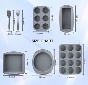Moule à gâteau rond/carré sans BPA, moule à pain, moule à muffins pour pain, pizza, cheesecake, cupcakes, tartes, desserts, ensemble de pâtisserie 7 en 1 avec boîte - Product Image 2