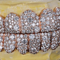 Grillz personnalisés en usine pour hommes et femmes, avec Moissanite et Diamant de laboratoire, motif nid d'abeille, en Argent S925 et Or rose massif 10K 14K 18K