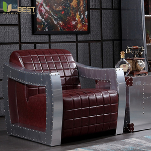 Divano Artigianale Vintage Industriale Retrò Stile Aviatore per Bar Sigari, Pub, Club, Studio, Concessionaria <span class=keywords><strong>Auto</strong></span>, Lounge, Arredamento per Bar Whisky - Product Image 4
