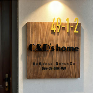 لوحة عرض ثلاثية الأبعاد من خشب الجوز والمعدن لساعات العمل التجارية ولوحة تعريف اسم المتجر - Product Image 1