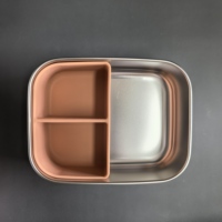 Boîte de conservation alimentaire minimaliste en acier inoxydable 304 avec couvercle hermétique en silicone, boîte à lunch pour la cuisine