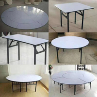 Table de banquet ronde pliante en PVC de 180 cm, mobilier d'hôtel moderne en fer forgé, vente en gros