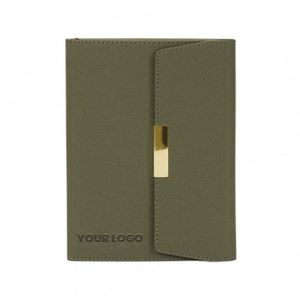 Leather Covered Notebook <b>Set</b> <b>Sewing</b> Binding Same Hue Pen Elegant Box and Bookmark Ribbon - Product Image 1