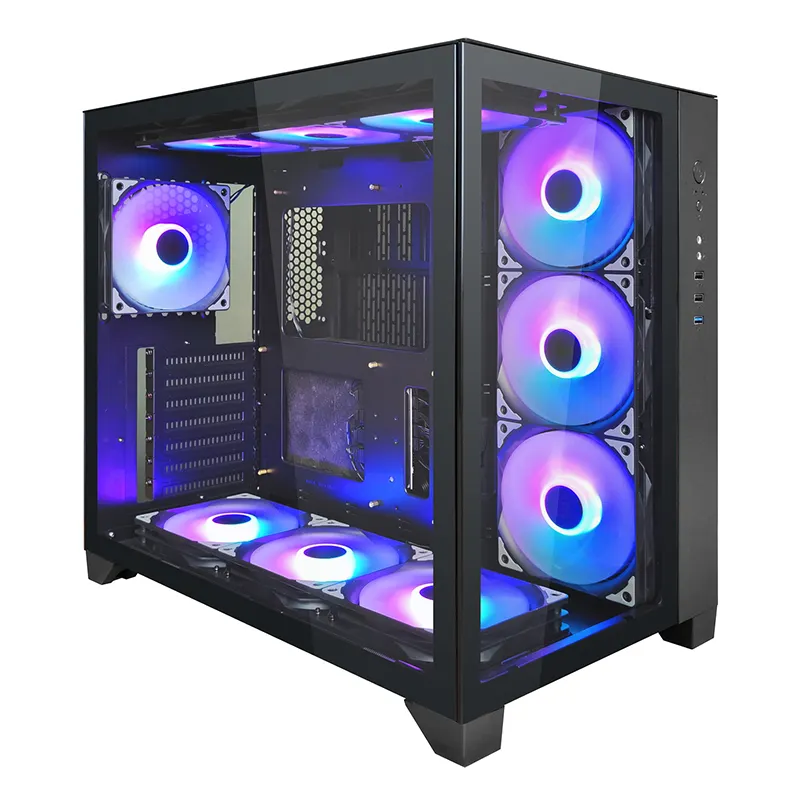 SALE-ATX CHAUDE Boîtier de jeu d'ordinateur Châssis ARGB OEM avec fenêtre en verre Boîtier de bureau PC tour complète Gabineter gamer de haute qualité