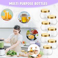 Stoples Kaca Bulat 4 oz dengan Tutup Plastik untuk Penyimpanan Kaviar, Herbal, Jelly, Selai & Madu - Aman untuk Makanan