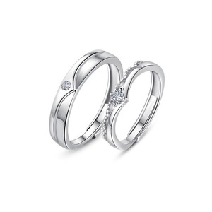 Bagues de couple en argent pur S925, <span class=keywords><strong>couronne</strong></span> de princesse et de <span class=keywords><strong>prince</strong></span>, luxe léger, élégantes et ajustables, pour demande en mariage Qixi Festival - Product Image 5