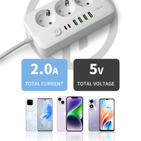 Multiprise de protection contre les surtensions avec prise EU mince, obturateur de sécurité, multiprise Schuko avec charge rapide USB-C pour bureau et voyage