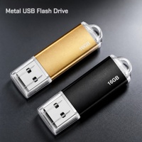 Flashdisk USB Metal 16GB Gantungan Kunci Tutup Transparan Emas Hitam Logo Custom Pen Drive Kecepatan Tinggi Hadiah Bisnis Promosi Grosir