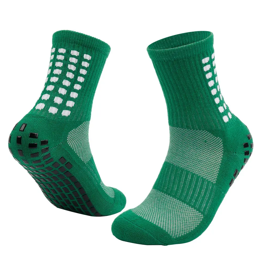 Wholesale and Custom Thickened Cotton Mid Tube Grip Soccer Socks Anti-slip Striped Sports Men Football Socks