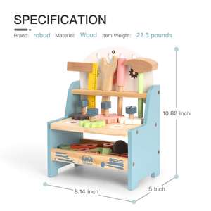 <span class=keywords><strong>Mini</strong></span> outil de jeu en bois établi ensemble pour enfants tout-petits Construction jouets cadeau pour 1 2 3 4 ans - Product Image 2