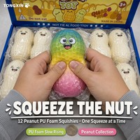 Mochi Style 12 Stuks Pinda PU Schuim Squishy Slow Rise Grappige Noot Knijp Speelgoed Bureau Collectible Fidget Cadeau Groothandel OEM TONGXIN