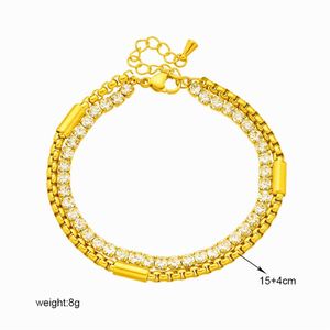 Pulsera de Acero Inoxidable de Moda para Mujer, Bañada en Oro de 18k, Doble Capa, con Zirconia, Ajustable, Inoxidable y que No se Desvanece, Venta al por Mayor - Product Image 4