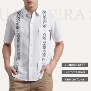 Camisa Hawaiana de manga corta para hombre Bomery, guayabera de corte regular bordada con botones a presión, diseño de cuatro bolsillos para verano - Product Image 3