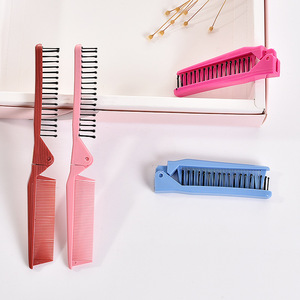 Peigne de voyage compact pliable à double tête, grand peigne à cheveux en plastique pour le voyage avec fonction clip - Product Image 2