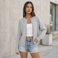Cardigan décontracté unisexe léger à col irrégulier, manches longues, tissé à la main, anti-plis, imprimé floral, pour l'automne