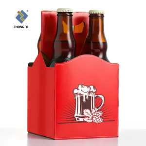 Caixa de vidro de vinho tinto 1/ 2/3/6, embalagem de garrafa, presente, cerveja, papel personalizado, transporte de cartão, caixa de vinho