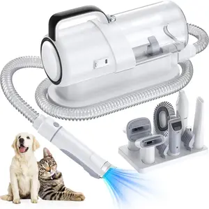 Kit de toilettage pour animaux de compagnie 7-en-un brosse aspirateur à cheveux tout-en-un aspirateur pour chien ensemble de tondeuse à cheveux pour animaux de compagnie