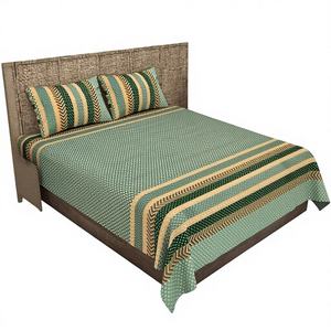 Parure de lit plate imprimée verte de qualité supérieure 2026, 300 fils, 2 taies d'oreiller, en coton écologique, pour mariage, toutes saisons - Product Image 1