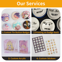 Badges en fer blanc à double éclat argenté, personnalisés avec motif de fille anime, boutons ronds en métal pour collections de fans et accessoires de cosplay