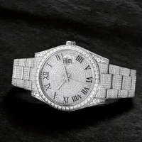 Magnifique montre pour homme en acier inoxydable 904L, sertie de moissanite VVS, personnalisée, style hip-hop, luxe glacé